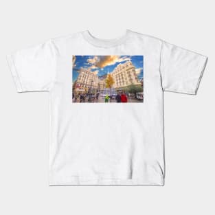 Madrid centre. calle de la montera. hotel senator gran via Kids T-Shirt